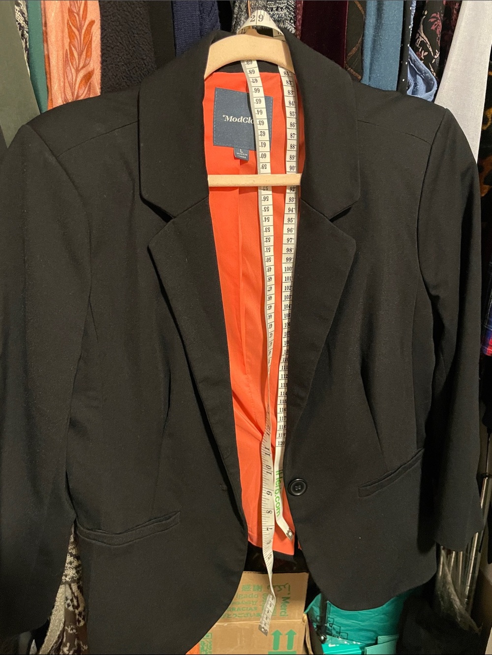 Modcloth Black Blazer with Coral Lining Size L